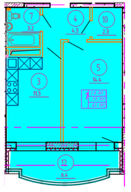 Квартира 41 м², 1-комнатная - изображение 1