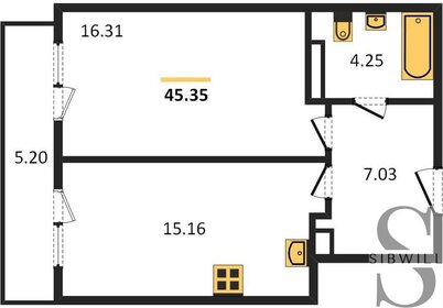 Квартира 48 м², 1-комнатная - изображение 1