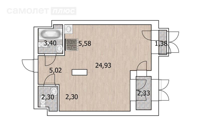 45,1 м², 2-комнатная квартира 7 600 000 ₽ - изображение 1