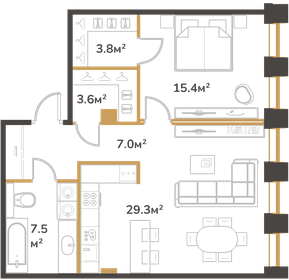 62,1 м², 1-комнатная квартира 25 454 790 ₽ - изображение 12