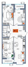 Квартира 86,1 м², 3-комнатная - изображение 1