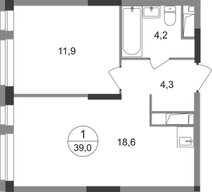 Квартира 39 м², 1-комнатная - изображение 1