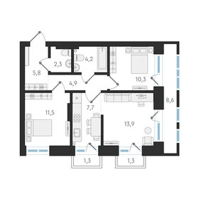 59,2 м², 3-комнатная квартира 6 250 000 ₽ - изображение 113