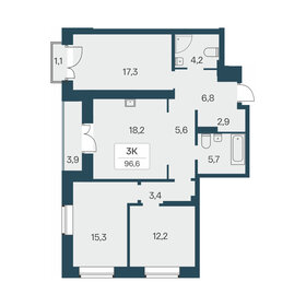 Квартира 96,6 м², 3-комнатная - изображение 1