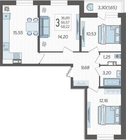 68,2 м², 3-комнатная квартира 8 500 000 ₽ - изображение 48