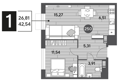43 м², 1-комнатная квартира 7 350 000 ₽ - изображение 51