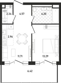 54,4 м², 1-комнатная квартира 44 535 864 ₽ - изображение 31