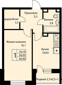 Квартира 40,4 м², 1-комнатная - изображение 1