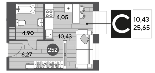 25,7 м², квартира-студия 5 222 340 ₽ - изображение 1