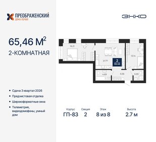 60,7 м², 2-комнатная квартира 12 660 000 ₽ - изображение 27