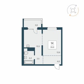 Квартира 39,8 м², 1-комнатная - изображение 1