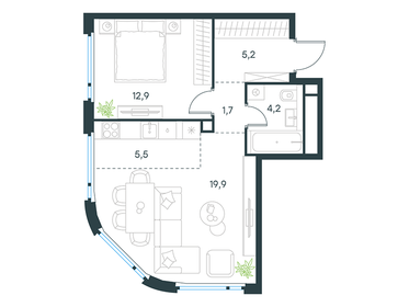 49,5 м², 2-комнатная квартира 20 057 152 ₽ - изображение 12