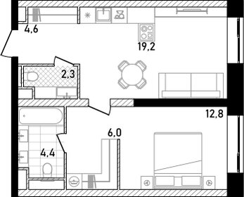 47,7 м², 1-комнатная квартира 43 187 112 ₽ - изображение 13