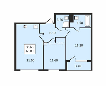 Квартира 63 м², 2-комнатная - изображение 1