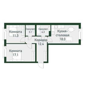 Квартира 66,3 м², 2-комнатная - изображение 1