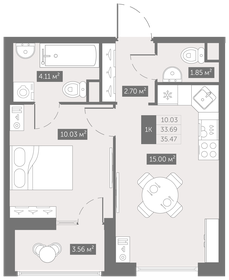 34,2 м², 1-комнатная квартира 5 205 394 ₽ - изображение 21