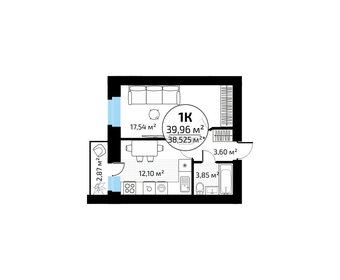 38,2 м², 1-комнатная квартира 3 735 417 ₽ - изображение 28