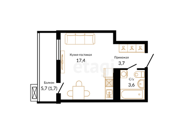 22,5 м², квартира-студия 3 000 000 ₽ - изображение 43