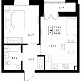 Квартира 40,6 м², 1-комнатная - изображение 1