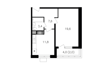 Квартира 44,4 м², 1-комнатная - изображение 1