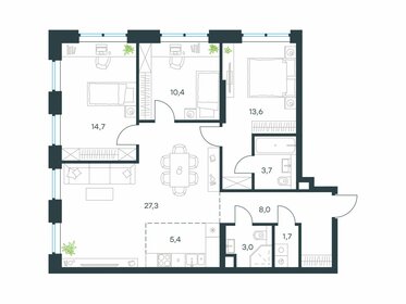 Квартира 87,8 м², 4-комнатная - изображение 1