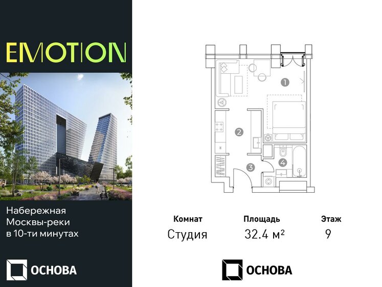 32,4 м², апартаменты-студия 13 219 200 ₽ - изображение 13