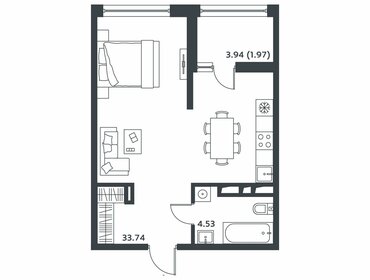Квартира 39,7 м², студия - изображение 1