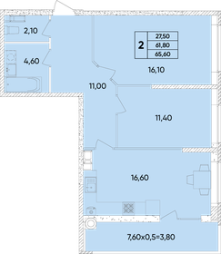 Квартира 65,6 м², 2-комнатная - изображение 1