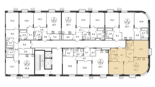 Квартира 74,2 м², 2-комнатная - изображение 2