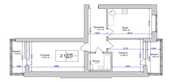 60 м², 2-комнатная квартира 5 850 000 ₽ - изображение 76