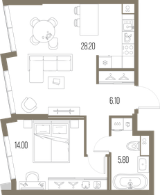 58,9 м², 1-комнатная квартира 26 587 460 ₽ - изображение 11