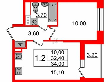 Квартира 32,4 м², 1-комнатная - изображение 1