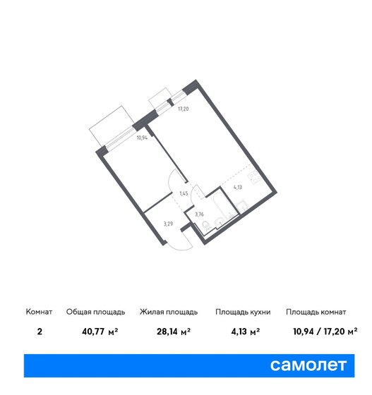 40,8 м², 1-комнатная квартира 10 532 787 ₽ - изображение 16