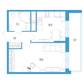 Квартира 42,6 м², 1-комнатная - изображение 1