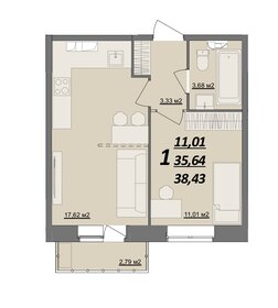38,5 м², 1-комнатная квартира 3 387 120 ₽ - изображение 30