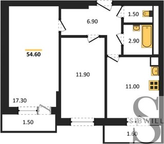 Квартира 54,6 м², 2-комнатная - изображение 1