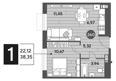 38,5 м², 1-комнатная квартира 6 316 209 ₽ - изображение 18