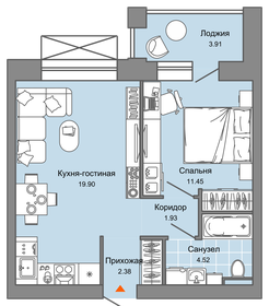 42 м², 2-комнатная квартира 6 245 338 ₽ - изображение 24