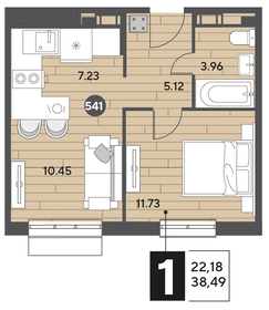 38,4 м², 1-комнатная квартира 6 274 060 ₽ - изображение 28