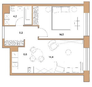 Квартира 45 м², 1-комнатная - изображение 1