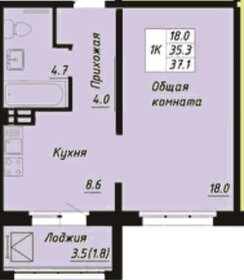 Квартира 38,4 м², 1-комнатная - изображение 1