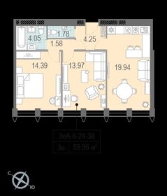 Квартира 60,8 м², 2-комнатная - изображение 1