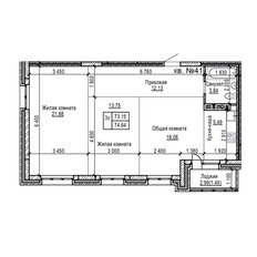 Квартира 74,6 м², 3-комнатная - изображение 3