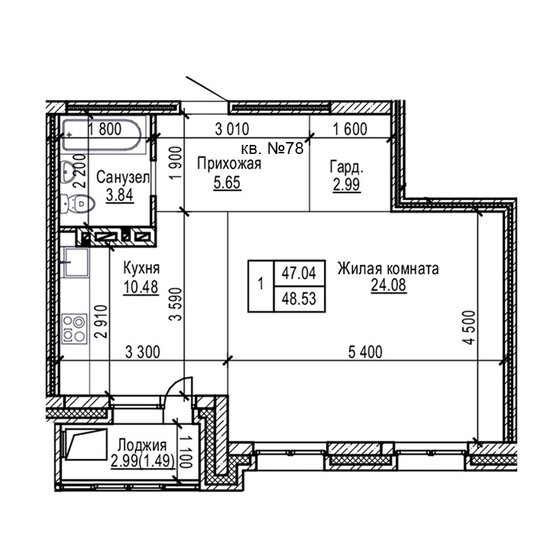 47 м², 1-комнатная квартира 5 644 800 ₽ - изображение 43