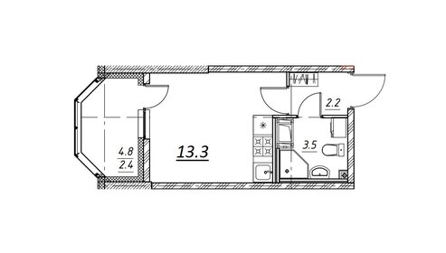 Квартира 21,4 м², студия - изображение 4