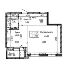 Квартира 48,5 м², 1-комнатная - изображение 3