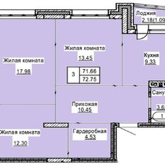 Квартира 72,8 м², 3-комнатная - изображение 4