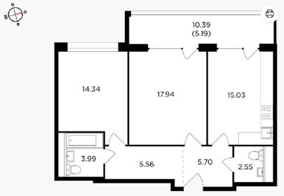 Квартира 70 м², 2-комнатная - изображение 1