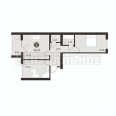 Квартира 60,3 м², 2-комнатная - изображение 1
