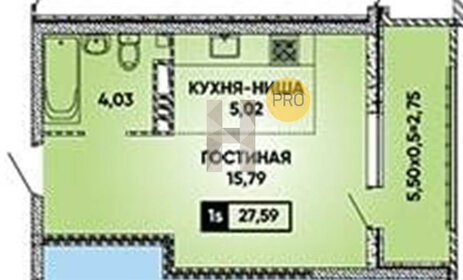 Квартира 27,6 м², студия - изображение 1